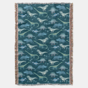 Dinosaur Pattern Teal Green Throw Blanket