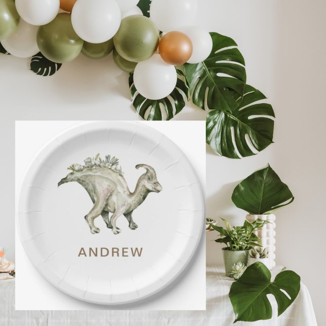 Dinosaur Personalised Birthday Party Paper Plate (Creator Uploaded)