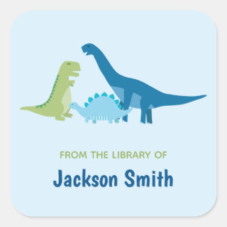 Dinosaur Personalised Bookplates Square Sticker