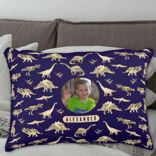 Dinosaur Personalised Boys Photo and Name Decorative Cushion