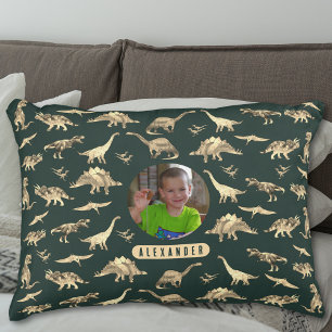 Dinosaur Personalised Boys Photo and Name Decorative Cushion