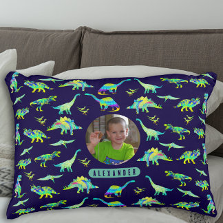 Dinosaur Personalised Boys Photo and Name Decorative Cushion