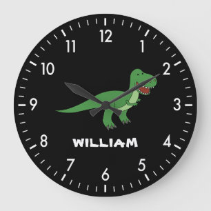 Dinosaur Personalised Custom Name Back To School Large Clock