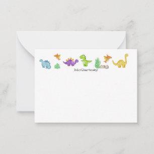 Dinosaur Personalised Flat Note Card 