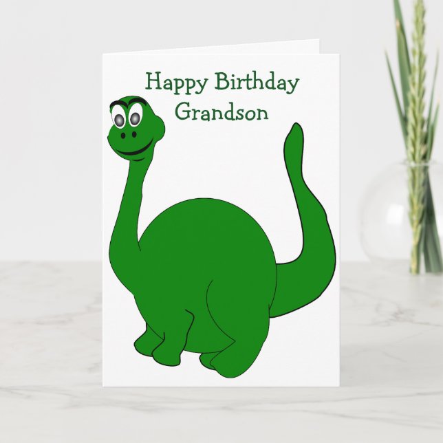 Dinosaur Personalised Grandson Birthday Card (Front)