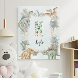 Dinosaur Personalised Name Monogram K Nursery Poster