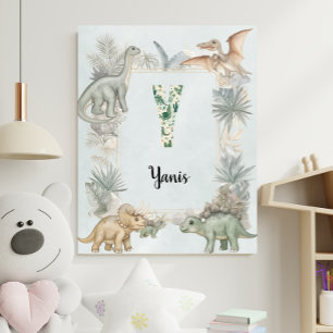 Dinosaur Personalised Name Monogram Y Nursery Poster