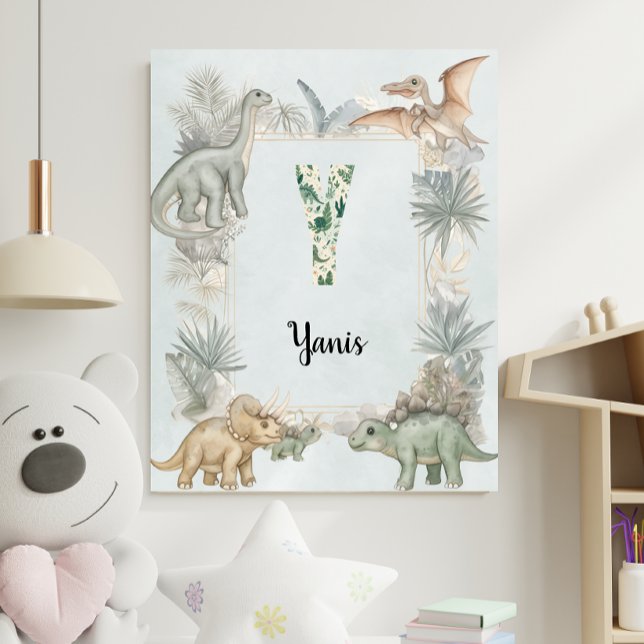 Dinosaur Personalised Name Monogram Y Nursery Poster (Creator Uploaded)