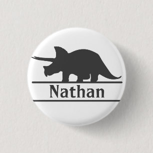 Dinosaur Personalised Name Triceratops 3 Cm Round Badge
