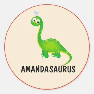 Dinosaur Personalised with Child's Name Classic Round Sticker