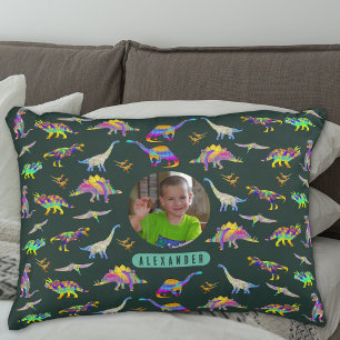 Dinosaur Personalized Boys Photo and Name Decorative Cushion
