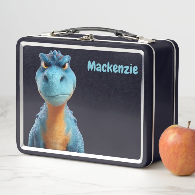 Dinosaur Personalized Name Metal Lunch Box (In Situ)