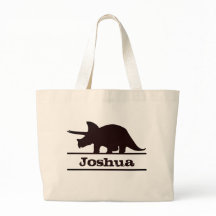 Dinosaur Personalized Name Triceratops Tote Bag