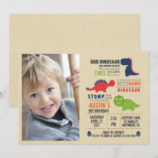 Dinosaur Photo Birthday Inviations Invitation