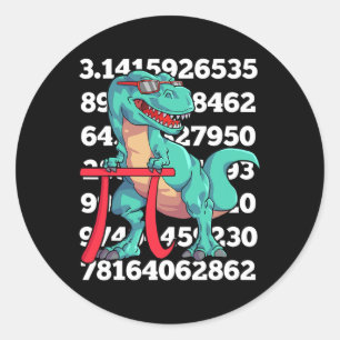 Dinosaur Pi Day T Rex Funny Math 3.14 Teacher Stud Classic Round Sticker