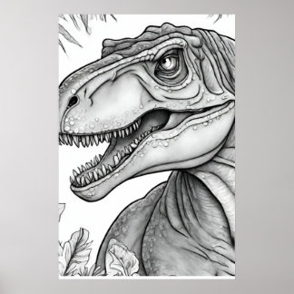 Dinosaur Picture Black + White Wall Poster