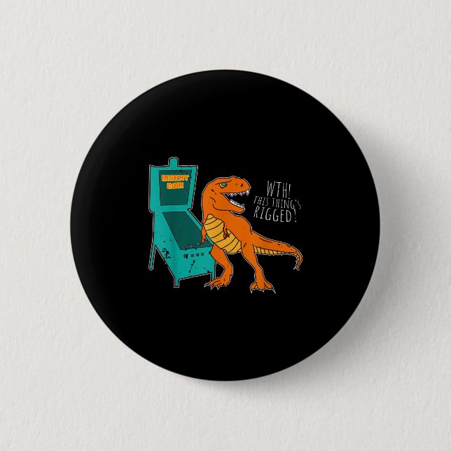 Dinosaur Pinball Wizard Arcade Machine Player Pict 6 Cm Round Badge (Front)