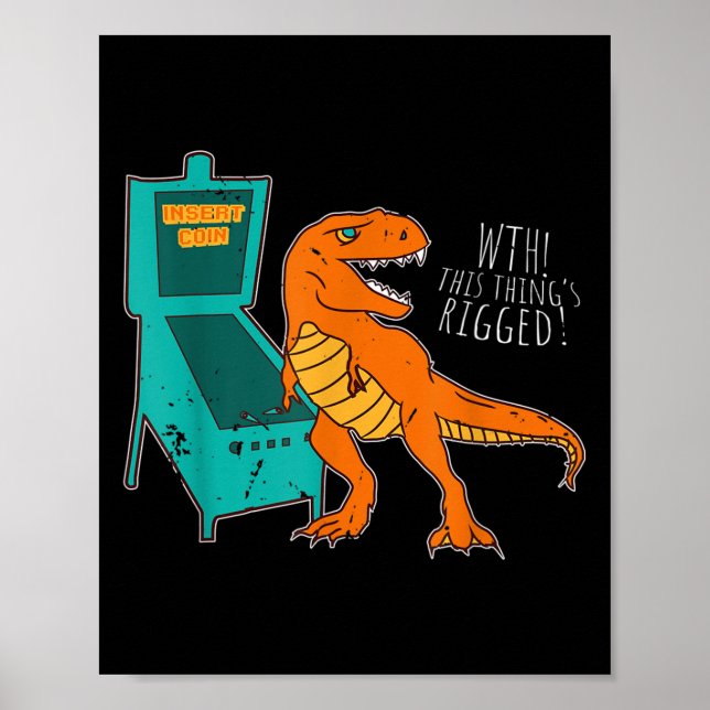 Dinosaur Pinball Wizard Arcade Machine Player Pict Poster (Front)