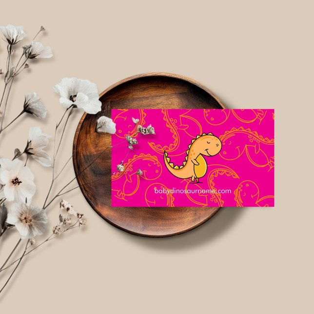 Dinosaur pink orange business card (Creator Uploaded)