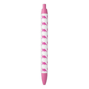 Dinosaur pink pattern blue ink pen