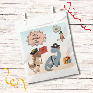 Dinosaur Pirate Birthday Party Twin Boys Custom Favour Bags