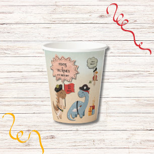 Dinosaur Pirate Birthday Party Twin Boys Custom Paper Cups