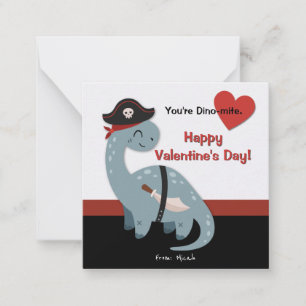 Dinosaur Pirate Valentine's Day Cards for Kids