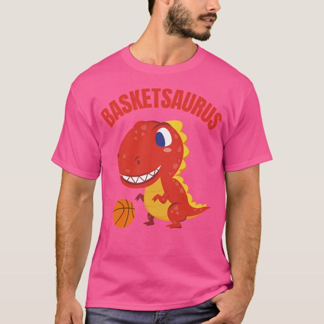Dinosaur Playing Basketball T-Shirt (Front)