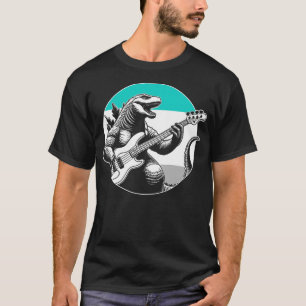 Dinosaur playing bass guitar gifts Bass guitarist  T-Shirt