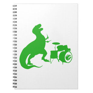 Dinosaur playing drums - Choose background color Notebook
