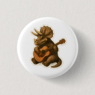 Dinosaur Playing Guitar 3 Cm Round Badge