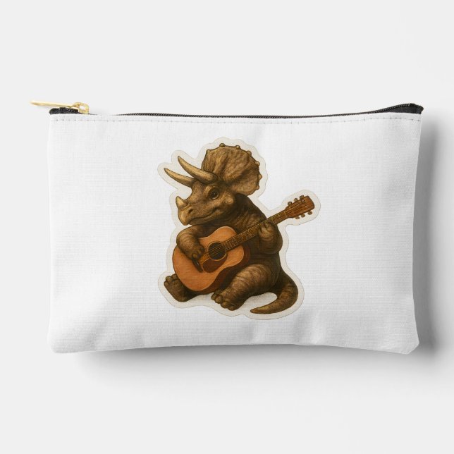 Dinosaur Playing Guitar Accessory Pouch (Front)