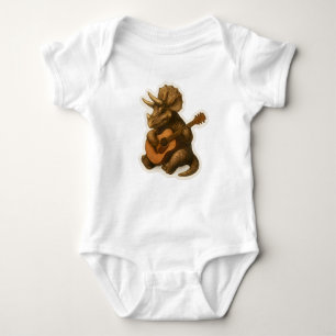 Dinosaur Playing Guitar Baby Bodysuit