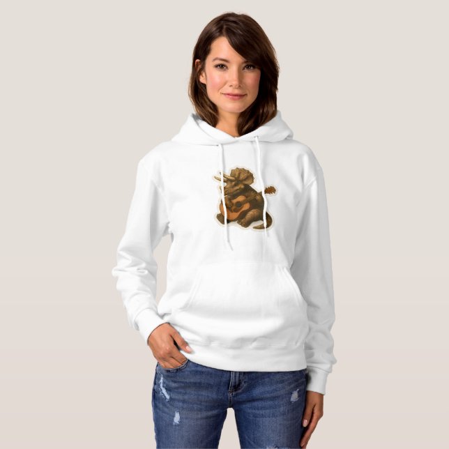 Dinosaur Playing Guitar Hoodie (Front Full)