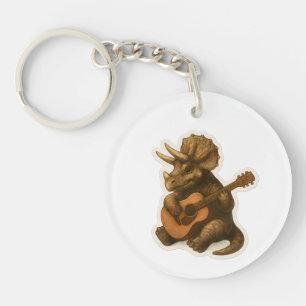 Dinosaur Playing Guitar Key Ring