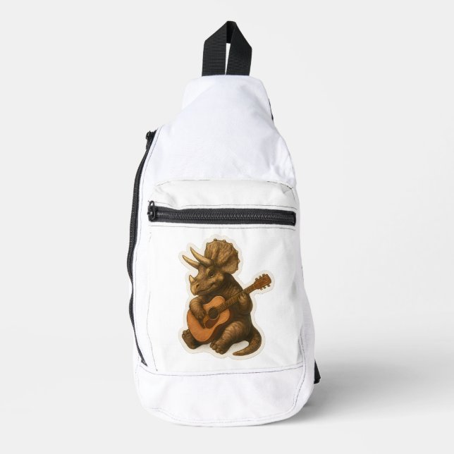 Dinosaur Playing Guitar Sling Bag (Front)