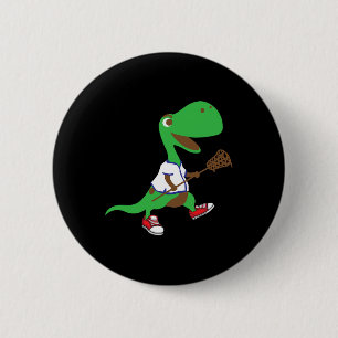 Dinosaur Playing Lacrosse Cool Dino Team Sport Gif 6 Cm Round Badge