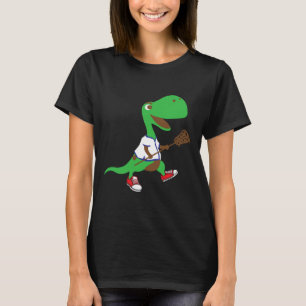 Dinosaur Playing Lacrosse Cool Dino Team Sport Gif T-Shirt