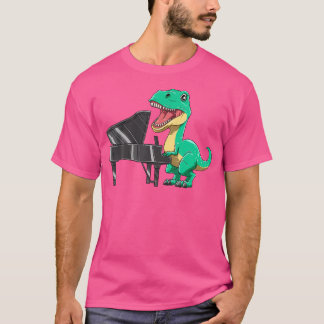 Dinosaur Playing Piano Funny Dinosaur Piano Cute T T-Shirt