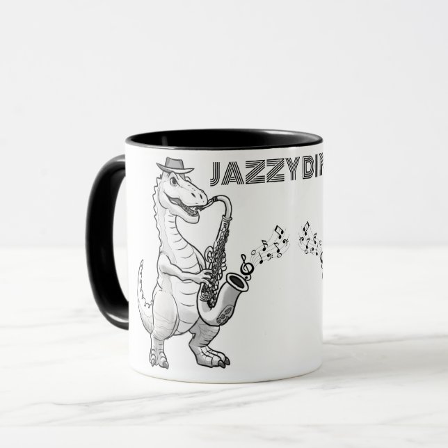 Dinosaur playing saxophone Mug (Front Left)