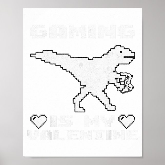 Dinosaur Playing Video Games Funny Gaming For Vale Poster (Front)