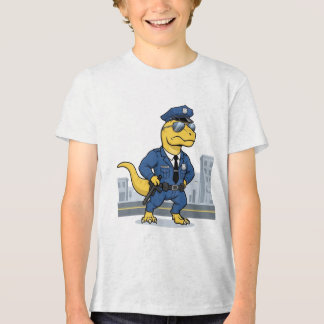 Dinosaur Police Officer Cop Uniform City Cartoon Tri-Blend Shirt