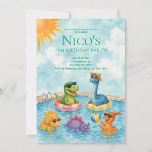 Dinosaur Pool Party Invitation