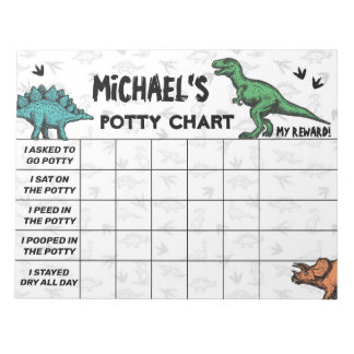 Dinosaur Potty Chart Personalised Name & Tasks Notepad