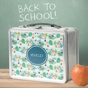 Dinosaur Prehistoric Animals Kids School Metal Lunch Box