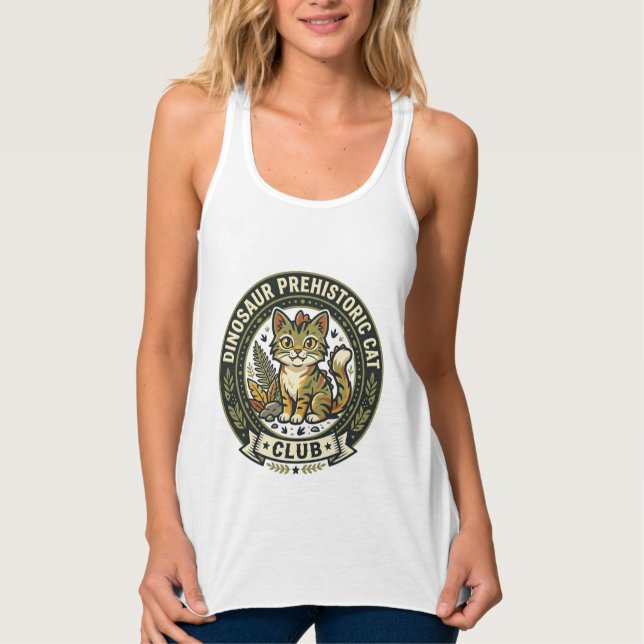 Dinosaur Prehistoric Cat Cat Graphic Tee Art - Din (Front)