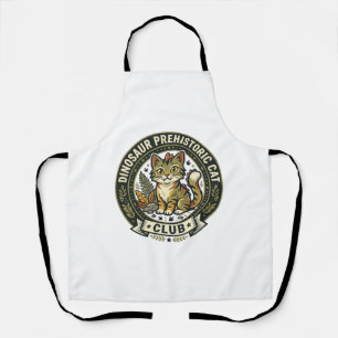 Dinosaur Prehistoric Cat Cat Graphic Tee Art - Din Apron