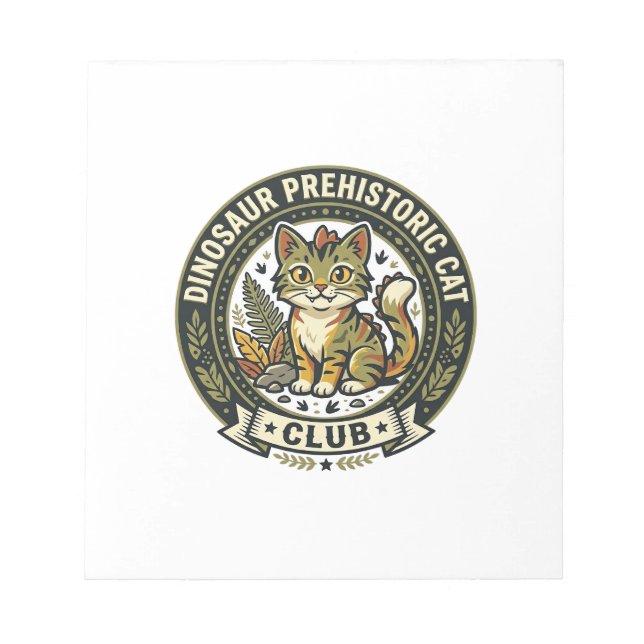 Dinosaur Prehistoric Cat Cat Graphic Tee Art - Din Notepad (Front)