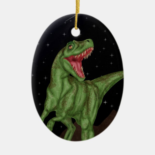 Dinosaur - Prehistoric Night Ceramic Tree Decoration (Front)