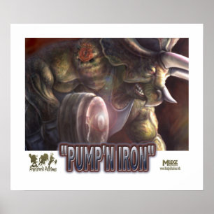 Dinosaur Pumping Iron Poster